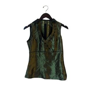 vintage y2k green embroidered floral sleeveless top chartreuse